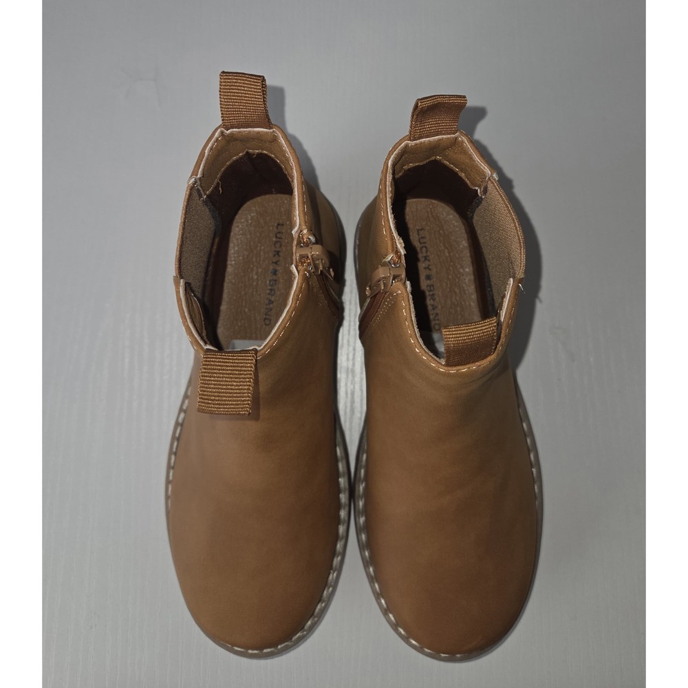 Lucky Brand Kids Basel Chelsea Ankle Boots Tan Brown Side Zip Lug Sole Size 11 - Picture 5 of 16